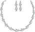 FAMARINE Silver Bridal Jewelry Set, Clear Crystal Wedding Drop Earrings Necklace for Bride Bridesmaid...