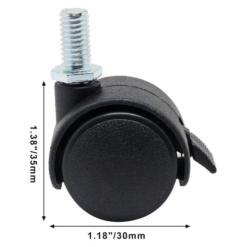 4 PCS 1 Inch Threaded Stem Caster Wheels, Nylon Locking Swivel Casters Furniture Wheel with Locking Brake, Replacement Casters 1" Castor Wheels fo...