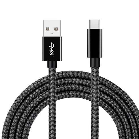 Vortex PD10GB3A-2-2-BLACK Type-C Data Cable 3A fast charging USB3.2 universal Mobile phone Tablet Nylon braid USB charging cable (2 pcs pack)(BLAC...