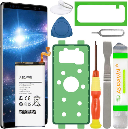Galaxy Note 9 Battery Replacement, EB-BN965ABU Battery for samsung Galaxy Note 9 SM-N960 N960U/U1/A/T/P/V/R4/W/F with Repair Tool Kit+Back Cover A...