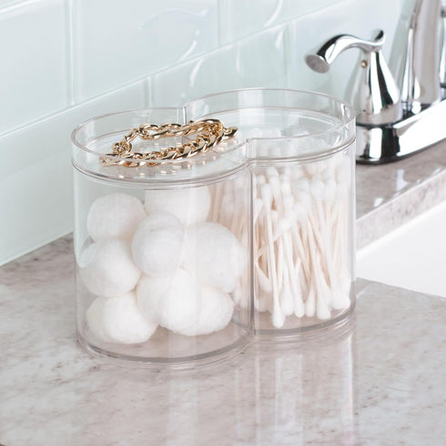 iDesign Round Plastic Canister Cosmetic Organizer with Top Tray Lid for Added Storage, The Clarity Collection – 6.12” x 3.62” x 4.35”, Clear...