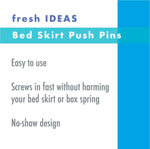 FRESH IDEAS Dust Ruffle, Spiral Push Pins to Keep Skirt in Place Bedding Accessories, Set of 12, White...