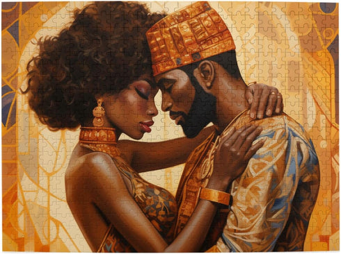 African Black Couple Jigsaw Puzzles for Adults 500 Pieces Puzzle Fun Family Game Oil Painting Teenagers Toy Educational Intellectual Decompressing...