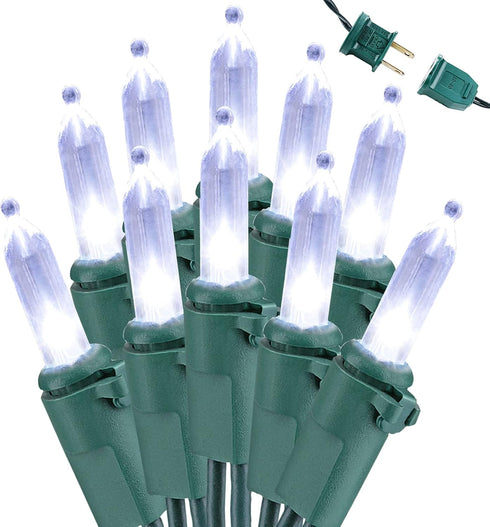 Brizled Christmas Lights, 33ft 100 LED End to End Connectable Mini Christmas String Lights, 120V UL Certified Cool White Xmas Tree Light Indoor Ou...