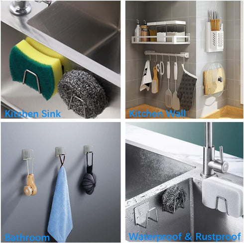 LYART 4Pcs Premium Sink Sponge Holder for Kitchen Sink Caddy Brush - SUS304 Stainless Steel Waterproof Rustproof Quick Drying Strong Self Adhesive...