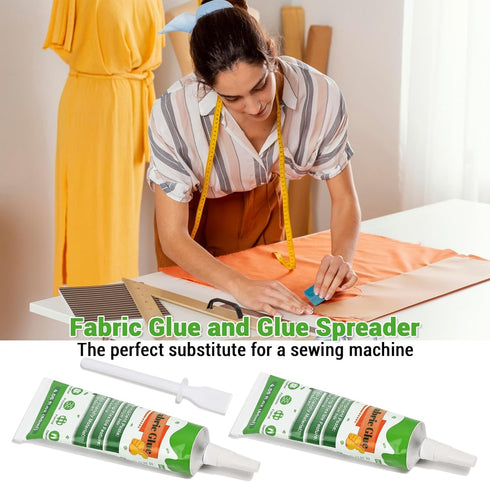 2 x 80 ML Fabric Glue for Clothing Permanent, Super Fabric Glue Washable Clear Clothing Glue for Patches, Clothes, Leather, Polyester, Fabrics, Do...