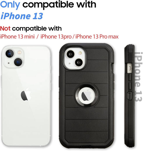 for Defender iPhone 13 Case,iPhone 13 Phone Case Heavy Duty Full-Body Case iPhone 13 Silicone,3 Layers of Sturdy,Heavy Duty for iPhone 13 Case Pro...