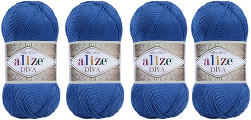 Hand Knitting Yarn 100% Microfiber Acrylic Yarn Alize Diva Silk Effect Thread Crochet Art Lace Craft Lot of 4 skeins 400gr 1532yds (132)......
