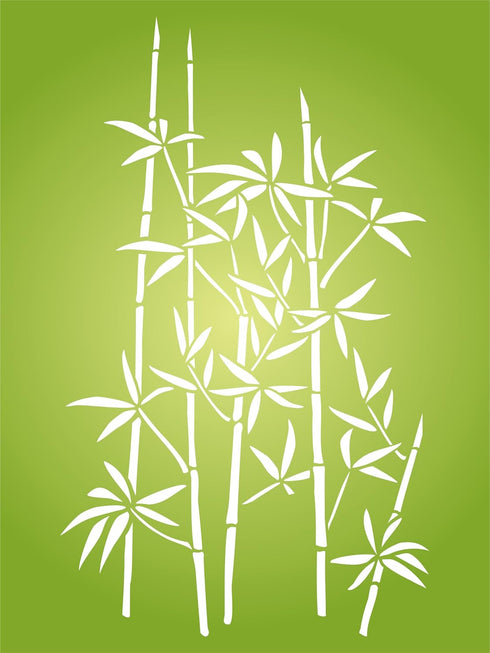 Bamboo Stencil, 10 x 16 inch (L) - Classic Oriental Plant Leaves Wall Stencils for Painting Template...