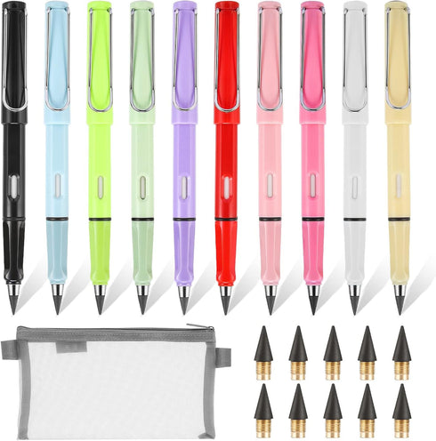 10 Pcs Everlasting Pencil Eternal Inkless Pencils with Pencil Case & 10 pcs Replacement Nibs,Reusable Infinite Pencil for Adult Artist Student...