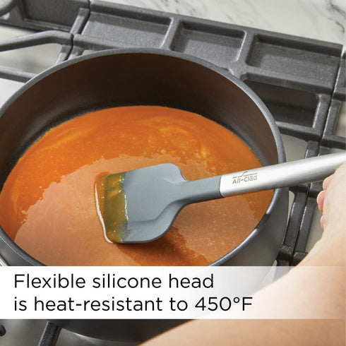 All-Clad Specialty Silicone Kitchen Gadgets Spatula Kitchen Tools, Kitchen Hacks Silver, Stainless Steel and Black...