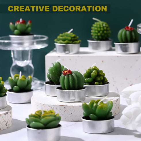 12 Pieces Cactus Tealight Candles Handmade Delicate Succulent Cactus Candles for Party Wedding Spa Home Decoration Gifts...