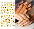 Flower Nail Art Stickers Decals Spring Summer Floral Nail Art Supplies Water Transfer Sunflower Bee Butterfly Design Yellow Flowers Nail Accessori...