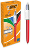 Bic 4 Colours Shine Ballpoint Pens Medium Point (1.0 mm) - Metallic Red Barrel, Box of 12...