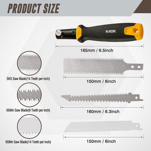 KATA 3-In-1 Multi Blades Janpense Hand Saw, Drywall Saw with TPR Handle, Quick Change Blade Hacksaw for Cutting Drywall, Sheetrock, Wood, Plastic...