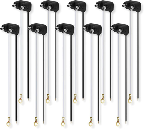 10x Markers Wire Plug - 2 Wire Pigtail for Sealed Side Marker Tail Trailer Clearance Lights, 6" Long 2 Prong, Marker Lights Wiring Plug Fit 2" 2.5...