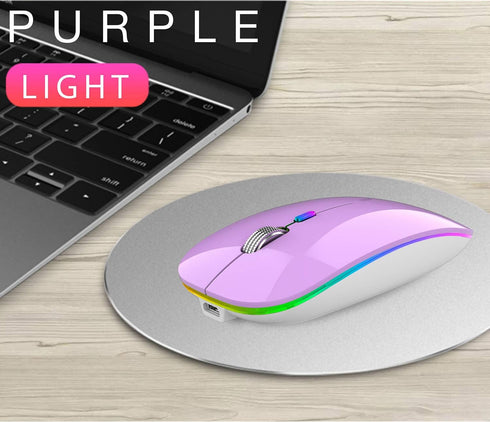 Uiosmuph LED Wireless Mouse, G12 Slim Rechargeable Wireless Silent Mouse, 2.4G Portable Optical Computer Mice with USB Receiver and Type C Adapter...