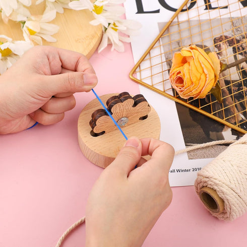 Quilting Thread Cutter, Flower Daisy Thread Snip Cutter Tabletop Yarn Cutter Wood Carving Thread Cutter with Blade Saver and Stand Thread Cutting ...