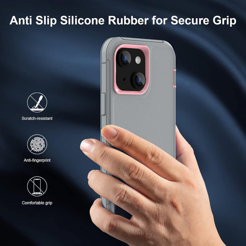 Sansunto Protection Case for iPhone 13 & 15 Phone, iPhone 14 Case Heavy Duty Shockproof Silicone Rubber Cover, Rugged Hybrid Durable Phone Cases f...