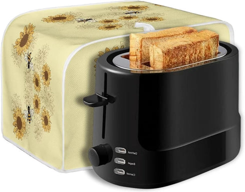 Sunflower Bee Print Toaster Dust Cover Anti-Scratch Bread Machine Protection Cover Dust Proof Case Kitchen Small Appliance Dust Cover for Most Sta...