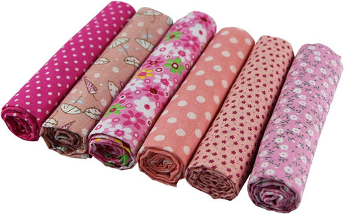 UOOOM 6pcs 50 x 50cm Patchwork Cotton Fabric DIY Handmade Sewing Quilting Fabric Different Designs (Tone-Pink)...