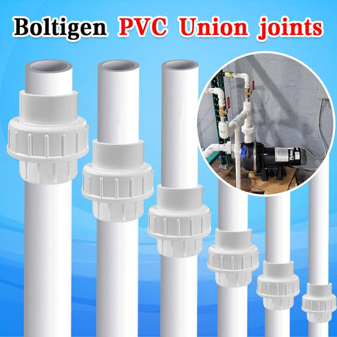 4pcs 1 inch PVC Unions, 1inch PVC Union Coupling, 1 inch PVC Union Joints with Socket x Socket Connection Port, Slip X Slip PVC Unions, for Swimmi...