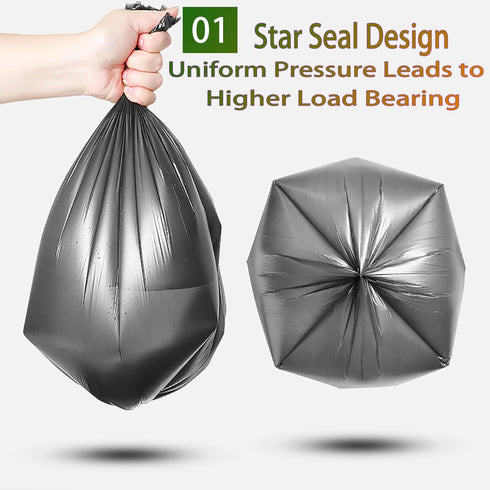 4 Gallon Trash Bag, Small Trash Bags, 15 Liter Dark Gray Garbage Bags, 100 Count...