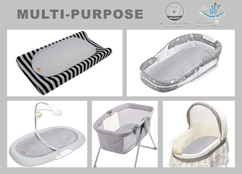 BlueSnail Waterproof Changing Pad Liners 3 Count (14"X26.5", Gray) Bassinet Pad Liner...