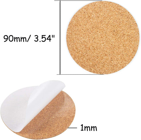 Allazone Self-Adhesive Cork Round, 70 Pack Cork Backing Sheets for Wall Decoration, Party Supplies Coasters and DIY Crafts...