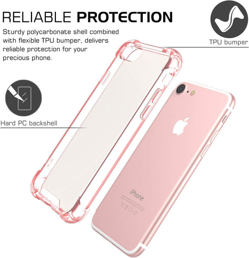ORIbox Case Compatible with iPhone SE 2022/2020 , Compatible with iPhone 8/7 Case, with 4 Corners Shockproof Protection, Pink...
