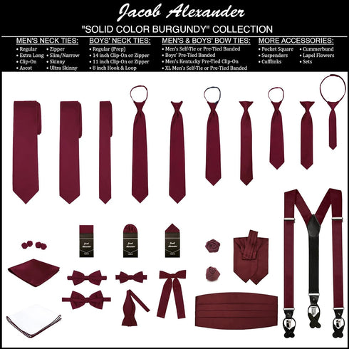 Jacob Alexander Men's Slim Width 2.75" Solid Color Tie...