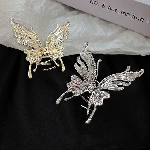 MJartoria Butterfly Hair Shark Clip, Metal Hair Clip with Rhinestone Alloy, 8cm, 2 Pieces, for Women and Girls...
