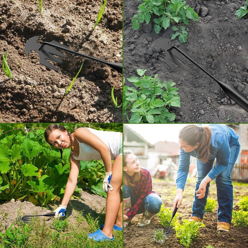 2pcs Weeding Artifact Uprooting Weeding Tool, Garden Weeding Tool 4 Tooth Manganese Steel, Portable Garden Weeding Tool, Multi-Function Weeding To...