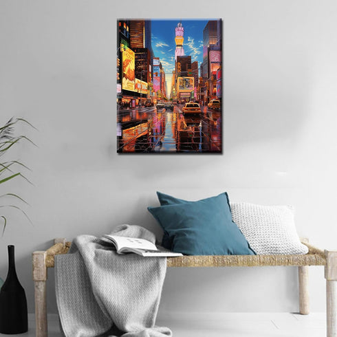 Tucocoo New York Street Landscape Paint by Bumbers for Adults Time Square Street Scenery DIY Paint by Numbers Acrylic Paint Canvas City View Scene...