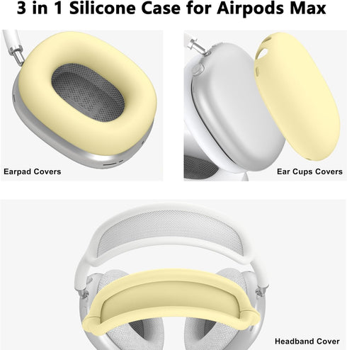 Silicone Case Cover for AirPods Max, Ear Pad Case Cover/Ear Cups Cover/Headband Cover for AirPods Max Headphones, Anti-Scratch Accessories Soft Si...