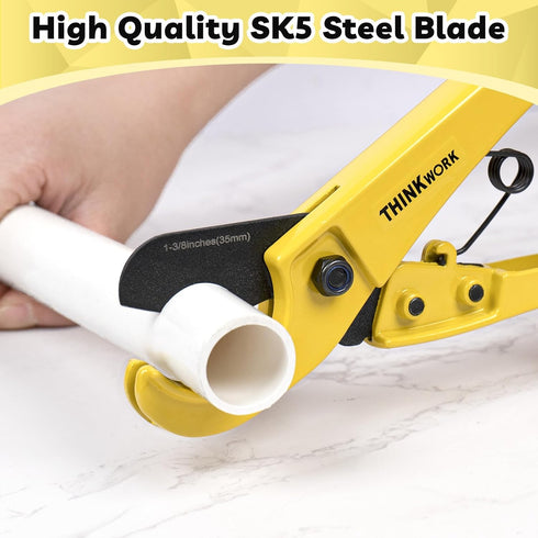 THINKWORK Plastic Pipe Cutter 0-35mm, PVC Pipe Cutter for PEX, PVC, PPR Plastic Hoses and Mini Tube Cutter 3-19mm, Sharp Copper Pipe Cutter for Cu...