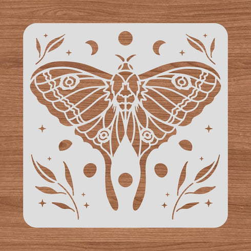 BENECREAT 12x12" Moth Plastic Stencils Moon Star Grass Drawing Templates for Wood Wall Painting and Scrapbooking...
