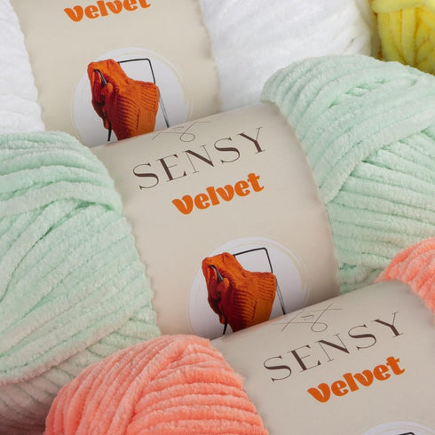Sensy Velvet Yarn for Crocheting, Baby Blanket Yarn, Chenille Yarn, Amigurumi Yarn, 3.5 oz, 132 Yards, Gauge 5 Bulky (Beige)......