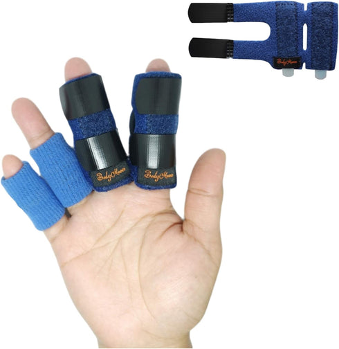 BodyMoves 2 Double Sided Solid Support Finger Splints Plus 2 Sleeves 2020 Edition(Aqua Blue)...