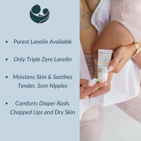 Ameda Triple Zero Lanolin Nipple Cream for Breastfeeding Pain | All Natural Lanolin Nipple Balm | Single Ingredient Pure Lanolin Cream | Breast Fe...
