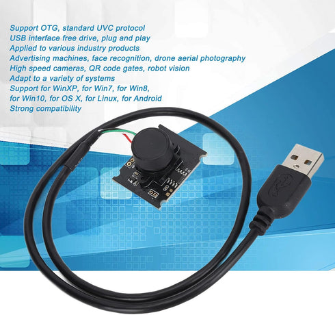 3MP USB Camera Module, 110° Angle of View Mini Web Cam, USB2.0 Webcam Board Module Clearer Industrial Image with OV3660 Sensor for Android, Suppor...