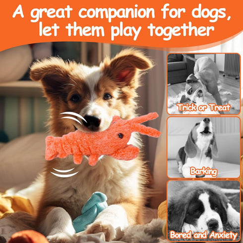 Palksky Wiggly Lobster Dog Toy, Funny Lobby Interactive Dog Toys Lobster, Floppy Lobster Pet Squeak Toys, USB-Rechargeable Action Moving Dog Toy, ...