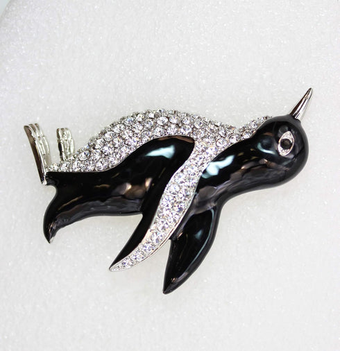 Faship Clear Crystal Penguin Pin Brooch...