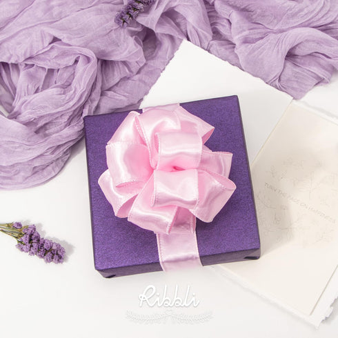 Ribbli Light Pink Satin Wired Ribbon 1.5 Inch Pink Christmas Ribbon for Gift Wrapping Wreaths Garland Tree Decoration Crafts Home Decor-Continous ...