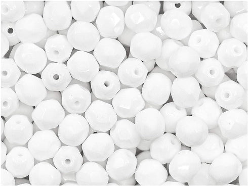 Set of Czech Faceted Glass Beads, Fire-Polished, Round 3mm, 4mm, 6mm. Two colors: Chalk White, Crystal Full Labrador. A total of 500 Pieces. Kit f...
