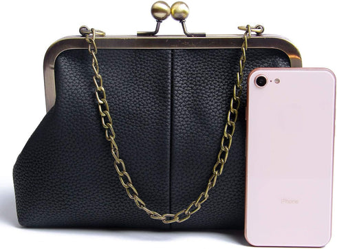 Lanpet Women Classical Kiss Lock Clutch with Chain Strap Shoulder Bag Purse Wallet...