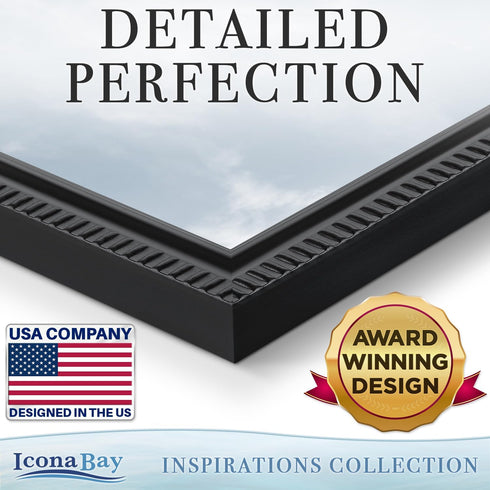 Icona Bay 8x10 Black Picture Frame Beautifully Detailed Molding, Contemporary Picture Frame Set, Wall Mount or Table Top, Inspirations Collection...