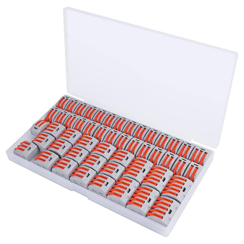 50PCS Lever Wire Connectors Nuts Assortment Kit 28-12 AWG, 2/3/5 Conductor Combination Compact, Electrical Insulated Terminals, Quick Disconnect C...