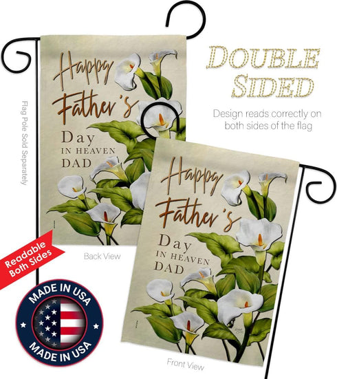 Breeze Decor Happy Fathers Day in Heaven Garden Flag Gifts Lawn Remembrance Porch Outdoor Wall Tapestry Yard Sign Grave Cemetery Decor Dad Home Ba...