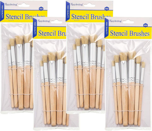 Wooden Stencil Brushes Natural Stencil Bristle Brushes Dome Art Painting Brushes Wood Paint Template Brush for Acrylic Oil Watercolor Art Painting...